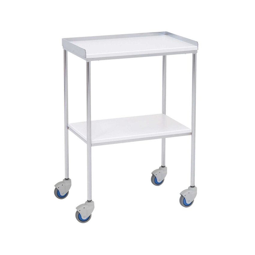 Műszerasztal – 2 polc (PVC) – 60x40x80 cm – Felső él 3 oldalon
