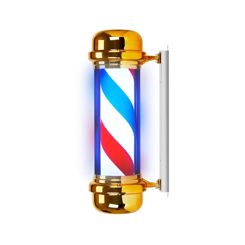 Barber Pole világító lámpa fodrászhoz BB-02 arany nagy