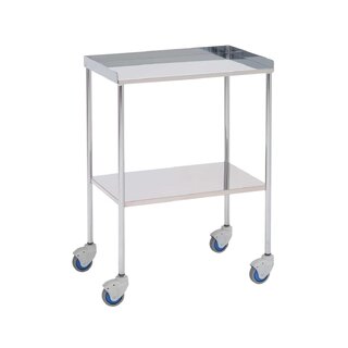 Műszerasztal – 2 polc – 60x40x80 cm – Felső él 3 oldalon – Króm
