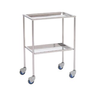 Műszerasztal – 2 polc – 60x40x80 cm – Mély polcok – Rozsdamentes acél